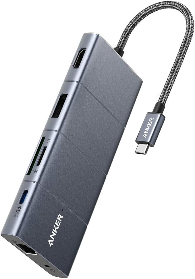 Anker USB C Hub, 11-in-1 Docking Station with 4K@60Hz HDMI and DP, 85W Power Delivery, USB-C&3 USB-A Data Ports, 1 Gbps Ethernet, 3.5mm Audio, microSD and SD Card Reader