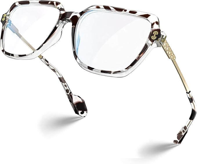 VISOONE Oversized Blue Light Blocking Glasses with Chic Square TR90 Frame and Metal Temple for Women Men REMY