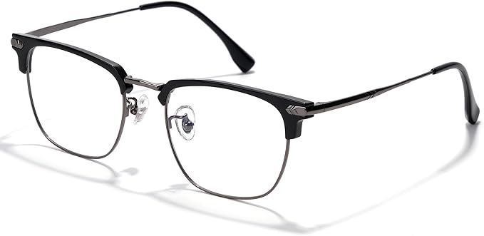 Blue Blocker Glasses for Men Metal Browline Computer Gaming Glasses Filter Blue Ray