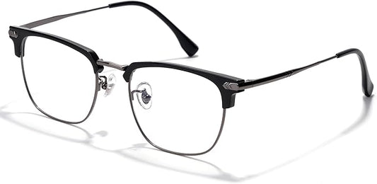 Blue Blocker Glasses for Men Metal Browline Computer Gaming Glasses Filter Blue Ray