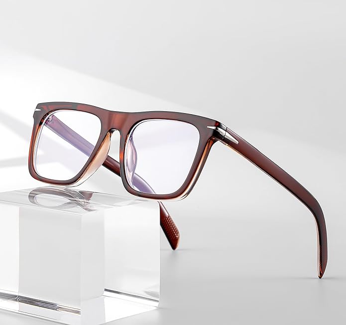 Gleyemor Blue Light Glasses for Men Women Trendy Square Frame Blue Light Blocking Lens Computer Glasses