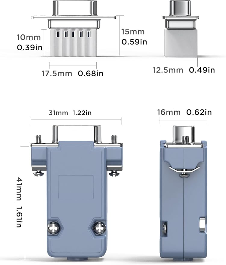 2Pack DB9 Male+Femal Breakout Serial Adapters,Solderless RS232/RS485/RS422 Screw Connectors D-SUB 9-pin Female Adapter to Terminal Connector Signal Module with Screwdriver