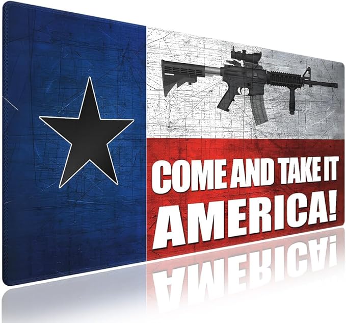 Wknoon. Extra Large Gaming & Office Mouse Pad (31.5" x 11.8") with Durable Stitched Edges – Vintage Texa States Flag Come and Take It America Quote, Anti-Slip Rubber Base Extended XXL Desk Mat