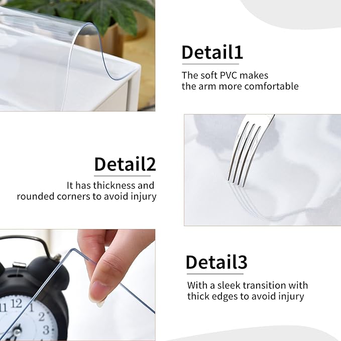 Clear Desk Mat, Non-Slip PVC Desk Protector Mat with Round Edge, Heat Resistant & Waterproof Clear Desk Writing Mat for Home and Office (23.6"*11.8")