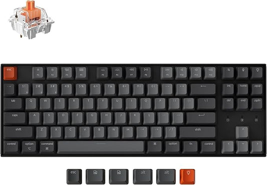 Keychron K8 Wireless Mechanical Keyboard – Silent Red Switch for Quiet Office and Gaming, TKL 87 Keys, Soft White LED Backlight, Bluetooth & USB-C Wired Connectivity, Compatible with Mac and Windows
