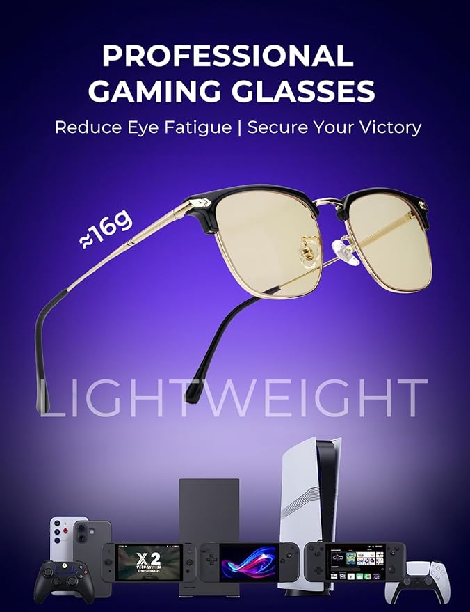 Blue Blocker Glasses for Men Metal Browline Computer Gaming Glasses Filter Blue Ray