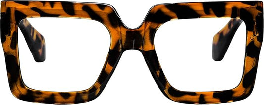hoyuwak Oversized Square Blue Light Glasses Big Frame Computer Eyewear Thick Fashion Clear Glasses for Women Fashion