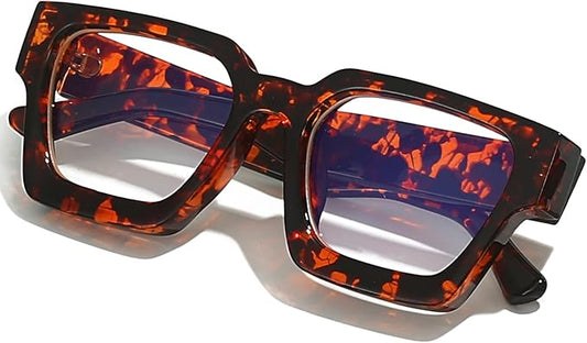 AIEYEZO Square Thick Frame Glasses for Women Men Fashion Blue Light Glasses Trendy Chic Computer Eyeglasses
