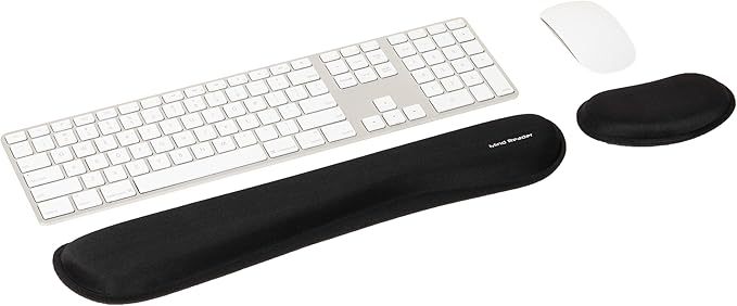 Mind Reader Ergonomic Keyboard and Mouse Wrist Rest Set, Gaming Accessory, Memory Foam, 16.75" L x 3" W x 0.75" H, 2 pcs, Black