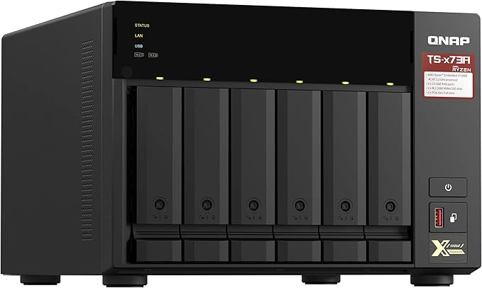 QNAP 6-Bay TS-673A-8G-US (NAS) (Ryzen V1500B, 8GB DDR4, 2X M.2 nVME, 2X 2.5GbE LAN, 2X PCIe x4 Slot, IR, diskless)