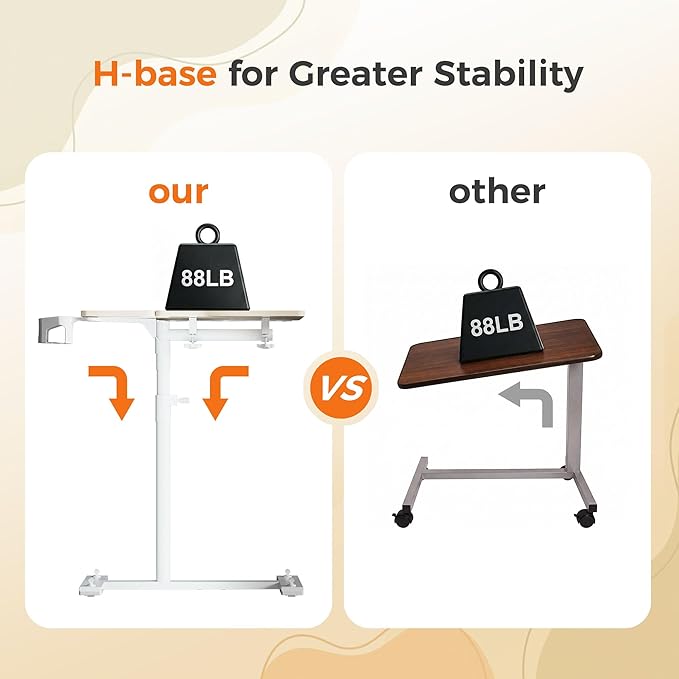 Aothia Small Standing Desk Rolling Table Adjustable Height, Laptop Mobile Stand with Wheels, Overbed Table, Portable Computer Workstation with Tiltable Desktop for Teacher Classroom Home Office, Oak