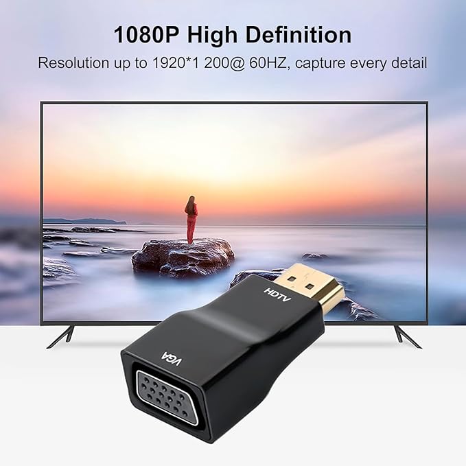 HDMI to VGA 5-Pack, HDMI to SVGA Adapter Converter (VGA 15 PIN) 1080P@60Hz Male to Female Cord for Computer, Desktop, Laptop, PC, Monitor, Projector, HDTV and More