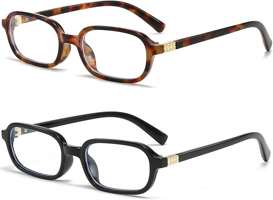 Retro Rectangle Glasses for Women Men Small Square Blue Light Blocking Glasses Vintage Eyeglasses
