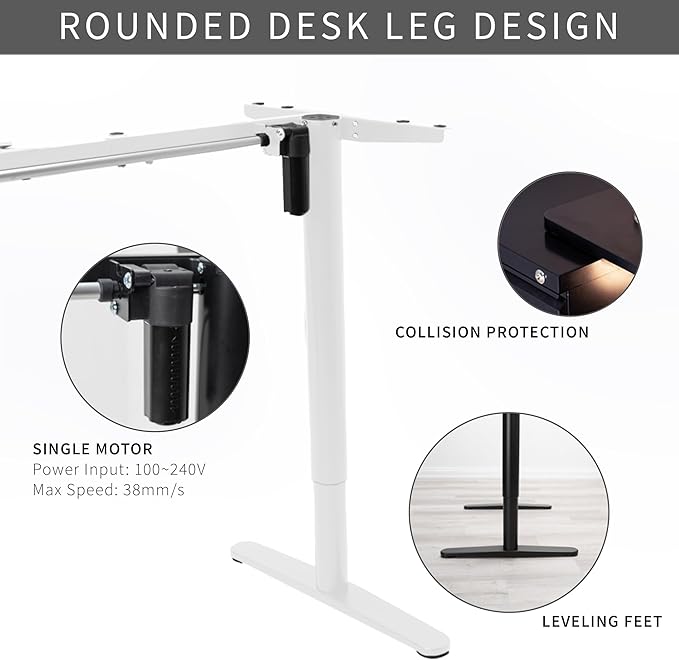 VIVO Electric Single Motor Standing Desk Frame for 41 to 74 in Table Tops, Memory Height Adjustment, Frame Only, White, DESK-E151EW
