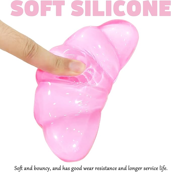 Gel Wrist Rest for Keyboard and Mouse Transparent Pink Bread Elbow Pad Cushion Ergonomic Cute Clear Cool Croissant Mouse Wrist Pad Silicone Non-Slip Support for Computer Gaming Home Office Hand Pillow