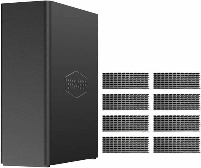 TERRAMASTER F8 SSD Plus NAS - 8Bay All SSD NAS Storage Core i3 8-Core 8-Thread CPU, 16GB DDR5 RAM, 10GbE Port, 8 Heat Sinks Included, Palm-Sized Network Attached Storage Peak Performance (Diskless)