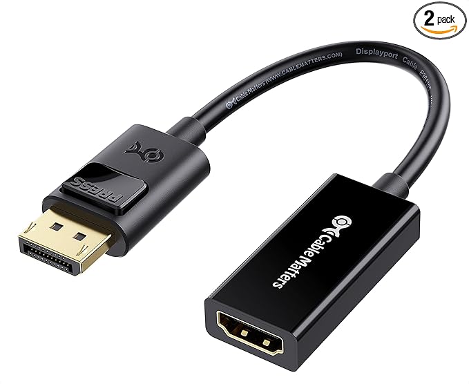Cable Matters 2-Pack DisplayPort to HDMI Adapter (DP to HDMI Adapter is NOT Compatible with USB Ports, Do NOT Order for USB Ports on Computers)