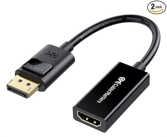 Cable Matters 2-Pack DisplayPort to HDMI Adapter (DP to HDMI Adapter is NOT Compatible with USB Ports, Do NOT Order for USB Ports on Computers)
