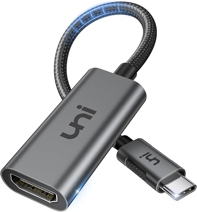 uni USB-C to HDMI Adapter 4K@60Hz, Thunderbolt 3/4 to HDMI Adapter, Type C HDMI Converter, Compatible with MacBook Pro/Air 2022, iPad Pro/Air, Surface Laptop, Dell XPS, Chromebook, Galaxy & More