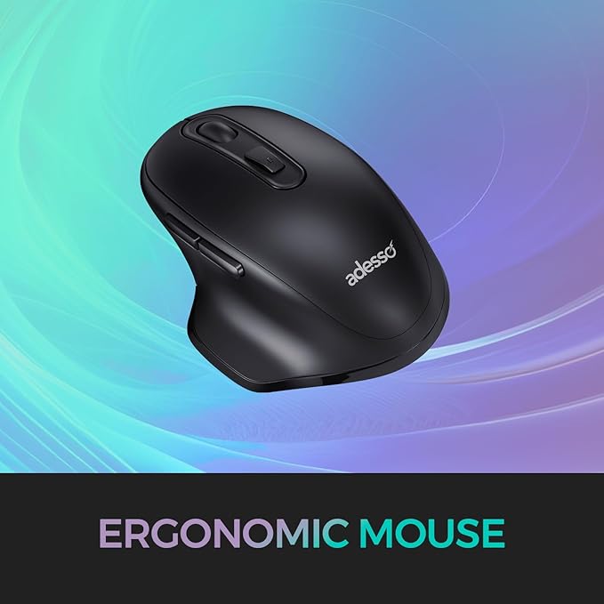 Adesso WKB-7500CB Wireless Ergonomic Keyboard and Mouse Combo with Copilot AI Hotkey Scissor Switch Keys Split Keyframe Design Adjustable DPI Optical Mouse for Windows Mac PC Laptop Black