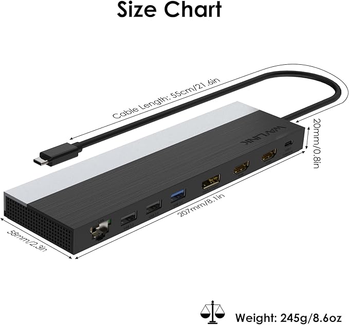 WAVLINK Docking Station 3 Monitors, USB C Triple Display Docking Station with DP + 2X HDMI, Dual 4K +1080P, PD 85W Charging, Gigabit Ethernet, Laptop Dock for Windows