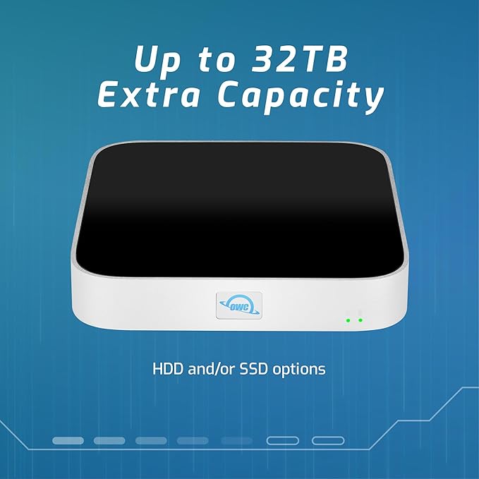 OWC 2TB (2.0TB HDD 7200 RPM Drive) miniStack STX, Upgradeable,Stackable Expansion Solution and Thunderbolt Hub/Mini Dock for Mac Studio, Mac mini and Other Devices. Silver