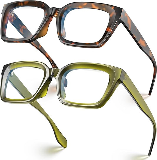 VISOONE Chunky Square Blue Light Blocking Glasses with Anti Computer Glare for Working Women Men MONTANA