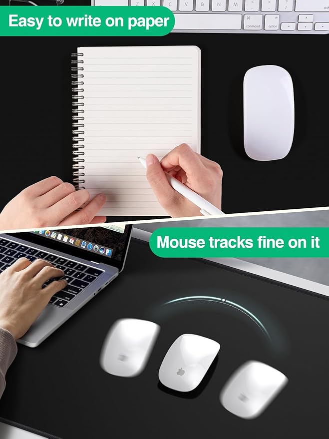 Mouse Pad with Magnetic Wireless Charging, Large Desk Mat, Non-Slip Mouse Mat, Keyboard Pad for Gaming, Desk, Office, PC (The Left Charging-Black)