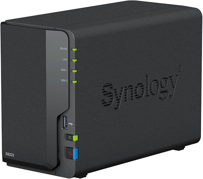 Synology DS223 2-Bay Diskstation NAS (Realtek RTD1619B Quad-Core 2GB Ram 1xRJ-45 1GbE LAN Port) 8TB Bundle with 2 x 4TB Seagate IronWolf NAS HDDs