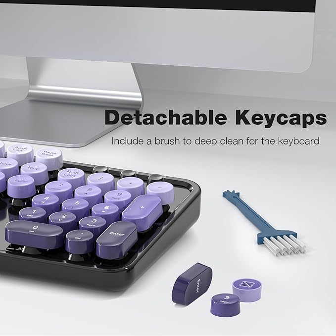 Wireless Keyboard and Mouse Combo, 104 Keys Full-Sized Typewriter Keyboards, 2.4 GHz USB Receiver Plug and Play for Windows, PC, Laptop, Desktop (Black Purple)