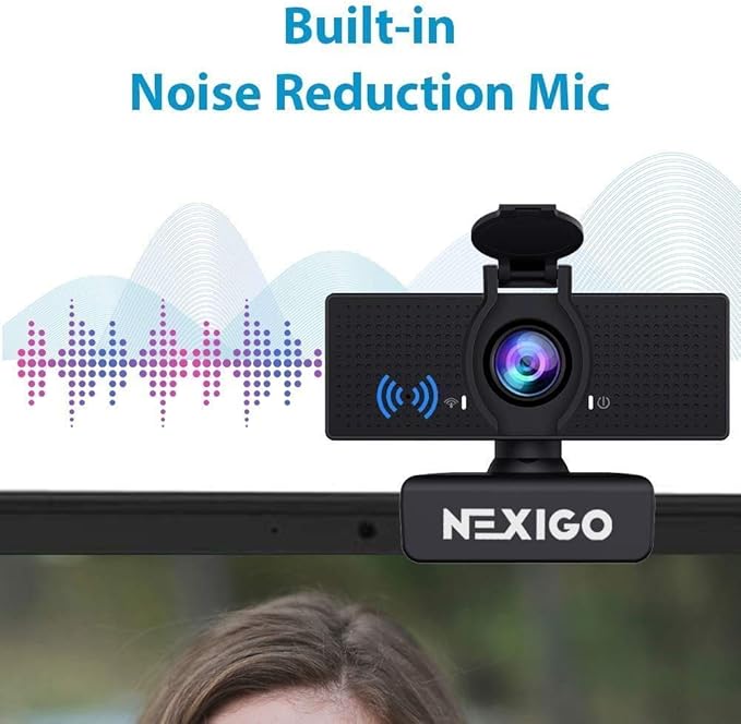 NexiGo N60 1080P Web Camera, HD Webcam with Microphone & Privacy Cover, USB Computer Camera, 110-degree Wide Angle, Plug and Play, for Zoom/Skype/Teams/OBS, Conferencing and Video Calling (Renewed)