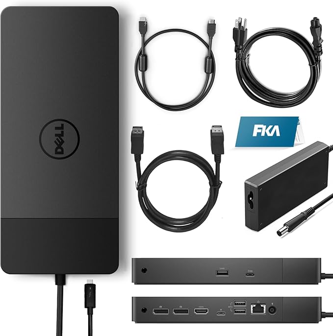 Dell Docking Station WD19 130W, Performance Dock WD19 with 130W Power Adapter + 90W Power Delivery + HDMI Cable + DisplayPort Cable