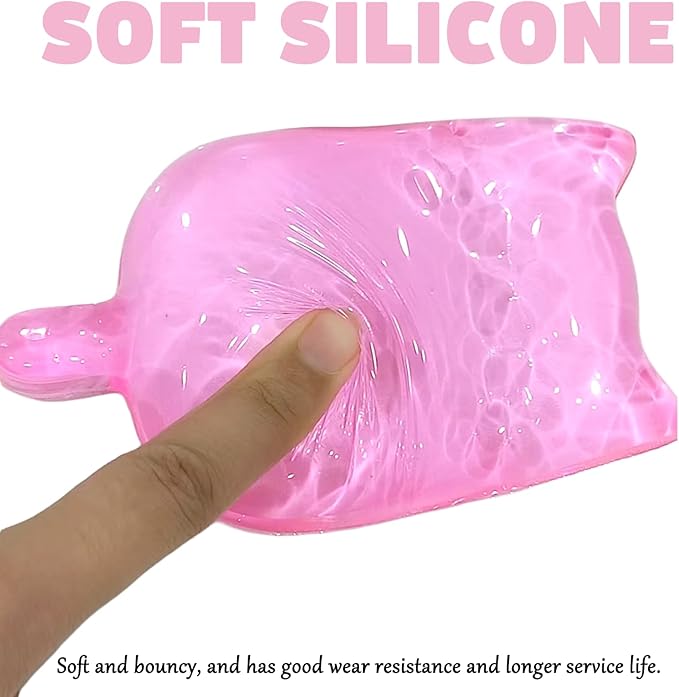 Gel Wrist Rest for Keyboard and Mouse Transparent Pink Cat Elbow Pad Cushion Ergonomic Cute Clear Cool Cat Mouse Wrist Pad Silicone Non-Slip Support for Computer Gaming Home Office Girl Hand Pillow