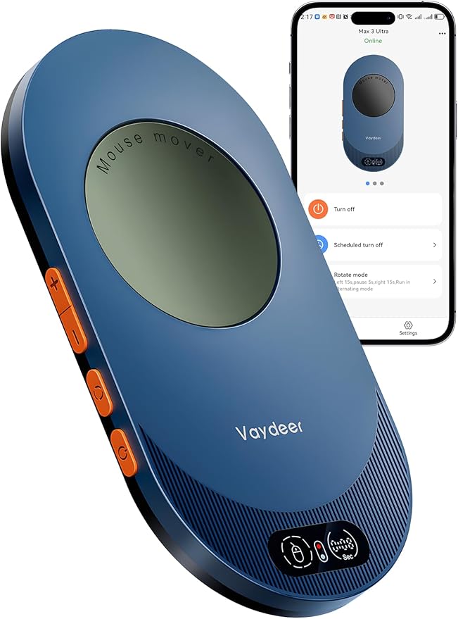 Vaydeer Air 3 Ultra Mouse Mover with APP, Ultra Slim Mouse Jiggler with Timer Function, Undetectable & Noiseless, Simulates Realistic Mouse Movement, Driver-Free, Keeps PC Active (Olive Green)