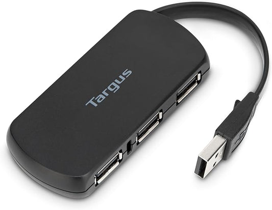 Targus 4-Port USB 2.0 Hub, Black - Compatible with PC and Mac, Sleek and Travel Friendly (ACH114US)
