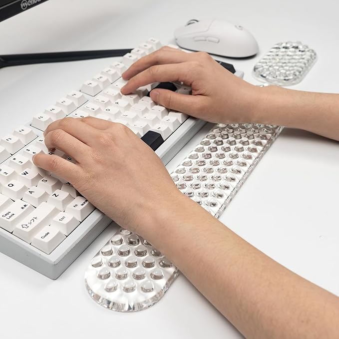 Gel Keyboard and Mouse Wrist Rest Set – Clear Cute Wrist Rest for Computer Keyboard 75% 80%, Keyboard Cushion, Comfort & Support for Typing and Gaming