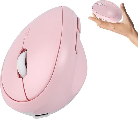Wireless Mouse Pink Ergonomic Bluetooth & USB Mice, Dual Mode Vertical Silent Portable Multi Device Ergo Carpal Tunnel Mice for Mac/PC/Laptop/Computer/Tablet/iPad/Macbook Air/Pro Office Women Gift