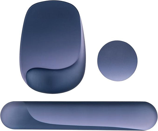 Ergonomic Mouse Pad and Keyboard Wrist Rest Set, Keyboard and Mouse Pad, Mouse Wrist Support, Non-Slip Coaster, Comfort & Support for Typing and Gaming,Reduces Fatigue (3, Blue)