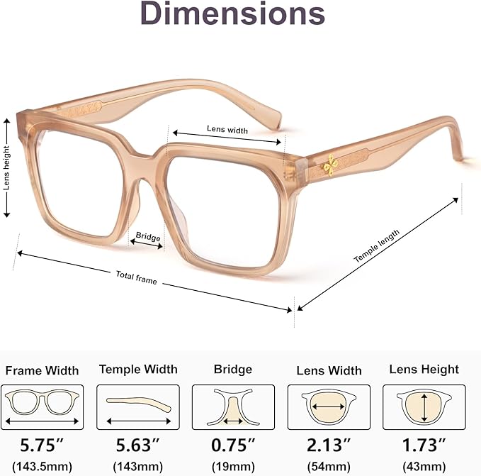 VISOONE Rectangle TR90 Blue Light Blocking Glasses Computer Eyewear with Preppy Look for Women and Men Cougar