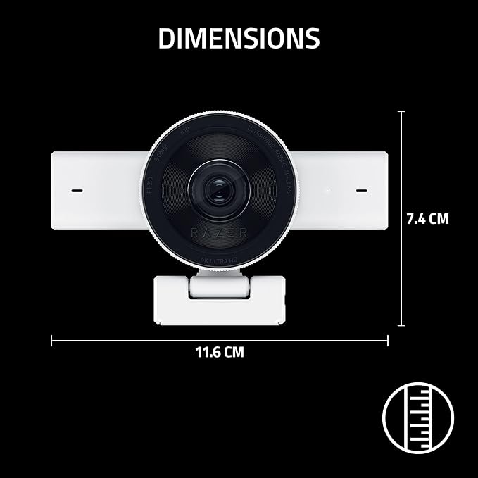 Razer Kiyo V2 Streaming Webcam: 4K 30 FPS, 1080p 60 FPS - AI Powered Auto-Framing - Built-in Microphone - Ultrawide Angle Lens - Privacy Cover - Works with OBS, Xsplit, Discord, Zoom, Teams - White