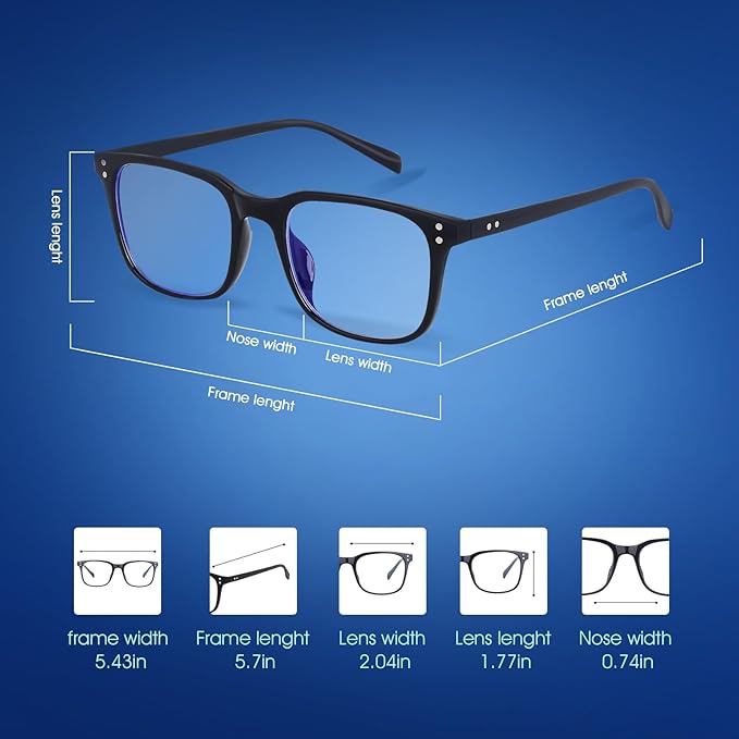 Blue Light Glasses for Men Women - Clear Blue Light Blocking Computer Gaming Glasses Anti Glare Fashion Eyewear