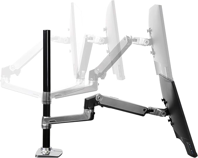 Ergotron – LX Vertical Stacking Dual Monitor Arm, VESA Desk Mount – for 2 Monitors Up to 40 Inches, 7 to 22 lbs Each – Tall Pole, Polished Aluminum