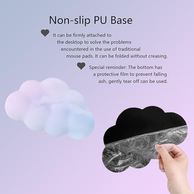 Cloud Mouse Pad and Keyboard Wrist Rest 4PCS Extended Large Desk Mat Pad Set Memory Foam Non-Slip Ergonomic Gaming Mouse Pad Wrist Support for Computer Laptop Home Office Cute Pink Blue Sky
