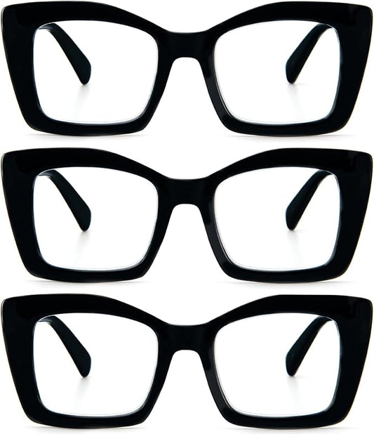 REAVEE Oversized Square Reading Glasses Oprah Style for Women, Blue Light Blocking Large Frame Computer Readers Spring Hinge