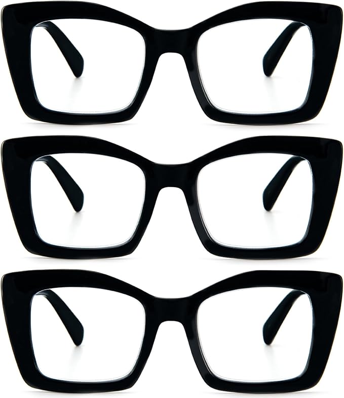 REAVEE Oversized Square Reading Glasses Oprah Style for Women, Blue Light Blocking Large Frame Computer Readers Spring Hinge
