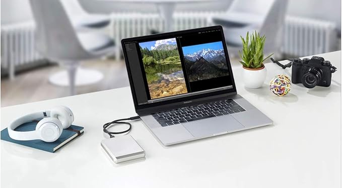 LaCie Mobile Drive, 4 TB , External Hard Drive HDD – Moon Silver, USB-C USB 3.0, With Rescue Services (STHG4000400)