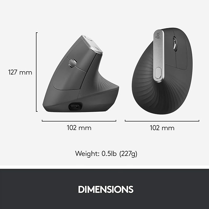 Logitech Mouse MX Vertical, 910-005448 (Renewed)