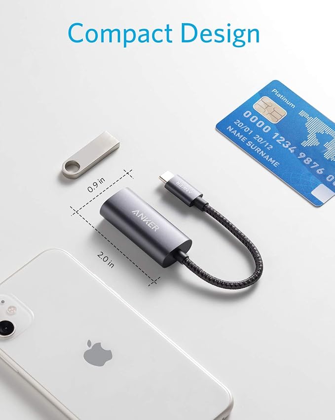 Anker USB C to Ethernet Adapter, Portable USB C Type-C 1-Gigabit Network Hub, 10/100/1000 Mbps,Network Adapter for MacBook Pro, iPad Pro 2019/2018, ChromeBook, XPS, Galaxy S9/S8, and More