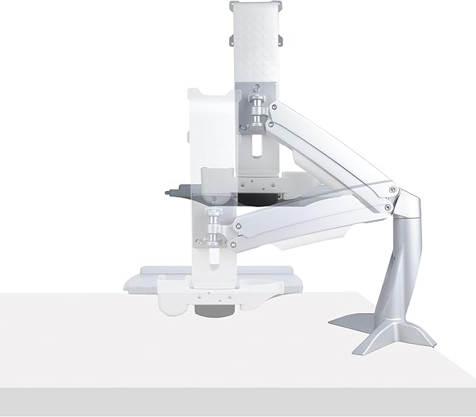 StarTech.com Sit-Stand Monitor Arm with Keyboard Tray - Adjustable Desk Mount Sit-Stand Workstation Arm for Single 27" VESA Display - Ergonomic Articulating Standing Desk Converter, TAA