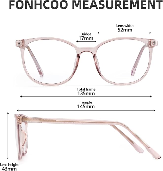 FONHCOO Blue Light Blocking Glasses Fashion Round TR90 Frame Transparent Eyewear Anti UV Computer Glasses for Women Men